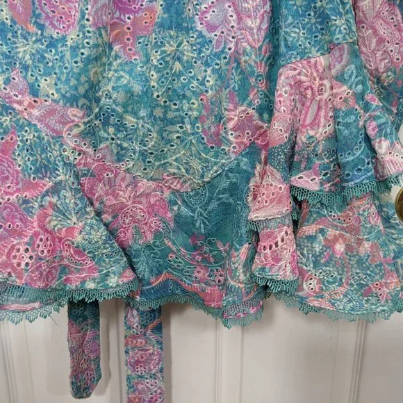 HEMANT AND NANDITA Kefi One Shoulder Mini Dress in Blue & Pink - size XS NWOT - Picture 10 of 15